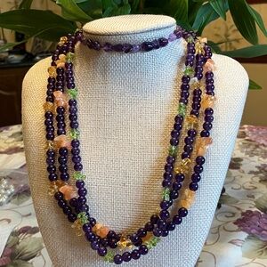 TRIPLE STRAND NECKLACE AND BRACELET SET